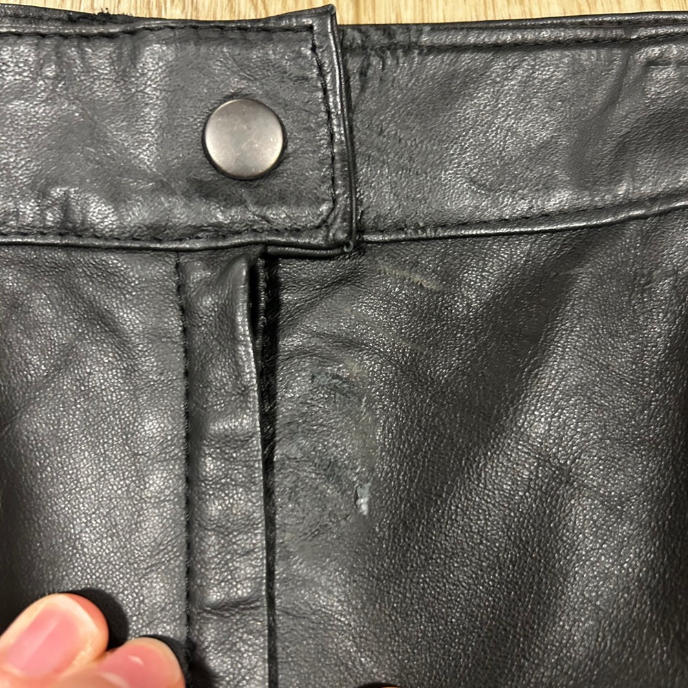 Petite Elena by Irene Koenig Vintage Black Genuine Leather Midi Skirt Size 6 - Picture 5 of 7